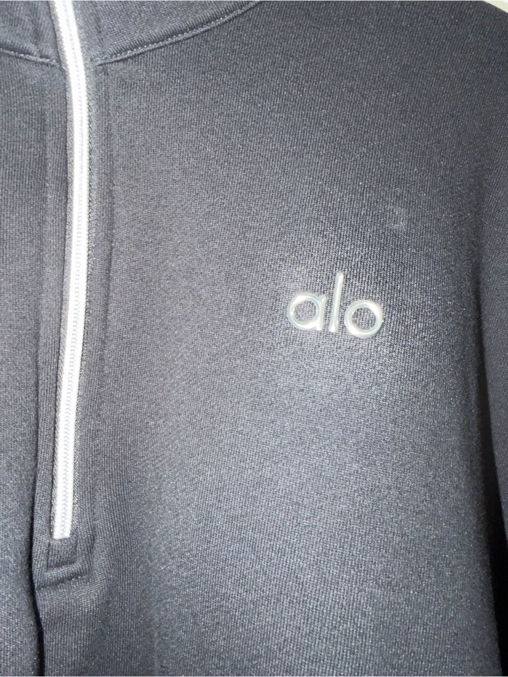 ALO Yoga Black Half-Zip Jacket with White Logo